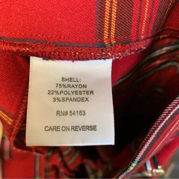 Tommy  Hilfiger red tartan plaid pants leggings - Picture 5 of 6